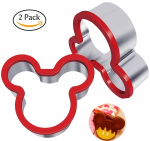 Hibery 2 Pack Stainless Steel Sandwiches Cutter, Mickey Mouse Cookie Cutter, Food Grade Stainless Steel Biscuit Mold Cookie Cutter for Kids Suitable for Cakes and Cookie