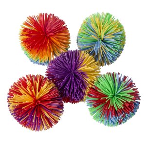 Hibery 5 Pack Monkey Stringy Balls, Soft Stress Balls Monkey Balls, Sensory Fidgets Toys, Rainbow Pom Ball, Colorful Bouncy Ball / Stress / Sensory Toy