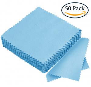 Hibery Jewelry Cleaning Cloth Sterling Silver Polishing Cloth for Jewelry Gold Platinum - Set of 50, Light Blue